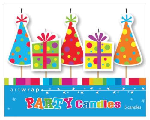 Party Candles - Party Hats and Presents - Click Image to Close